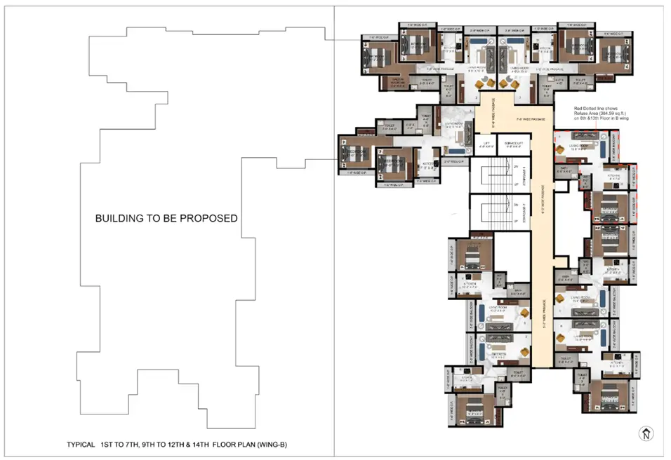 Olivia Bliss Kalher 1BHK Floor Plan and Dimensions