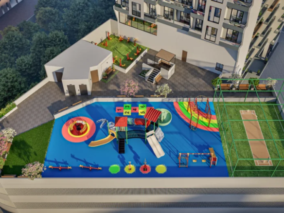 Rooftop jogging track and pergola seating area at Siyara Fortune Bhiwandi
