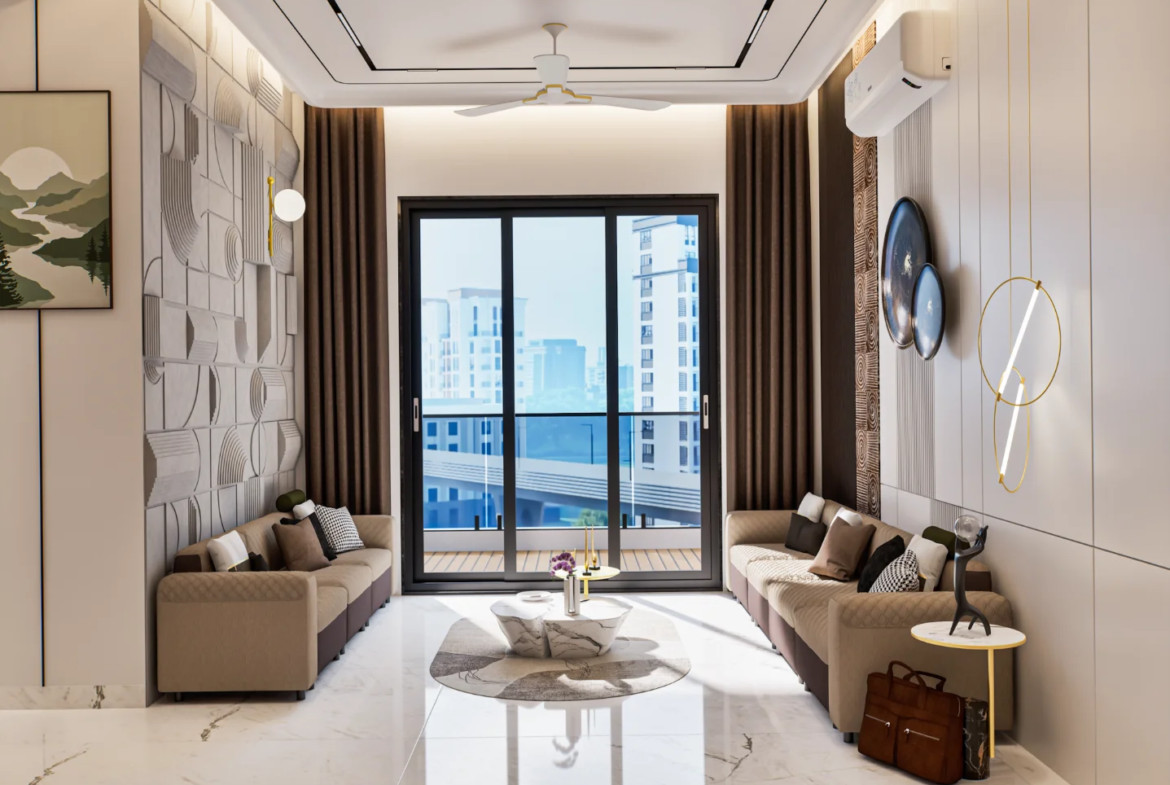 Spacious living room interior of 1 BHK flat at Siyara Fortune Narpoli Bhiwandi