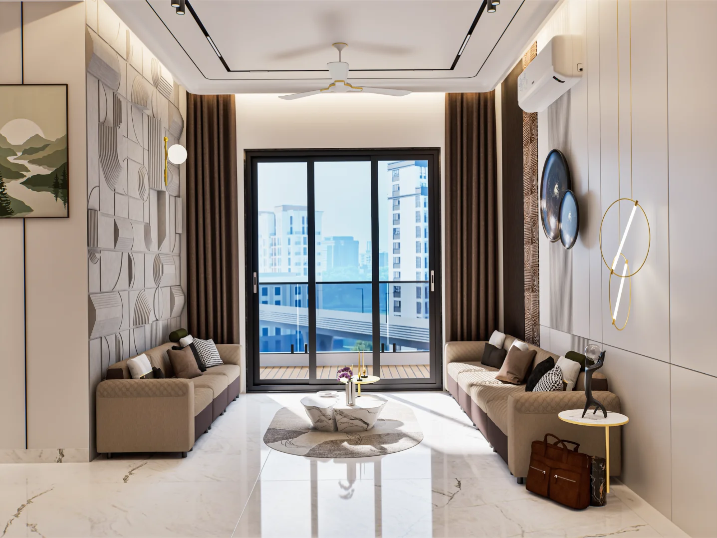 Spacious living room interior of 1 BHK flat at Siyara Fortune Narpoli Bhiwandi