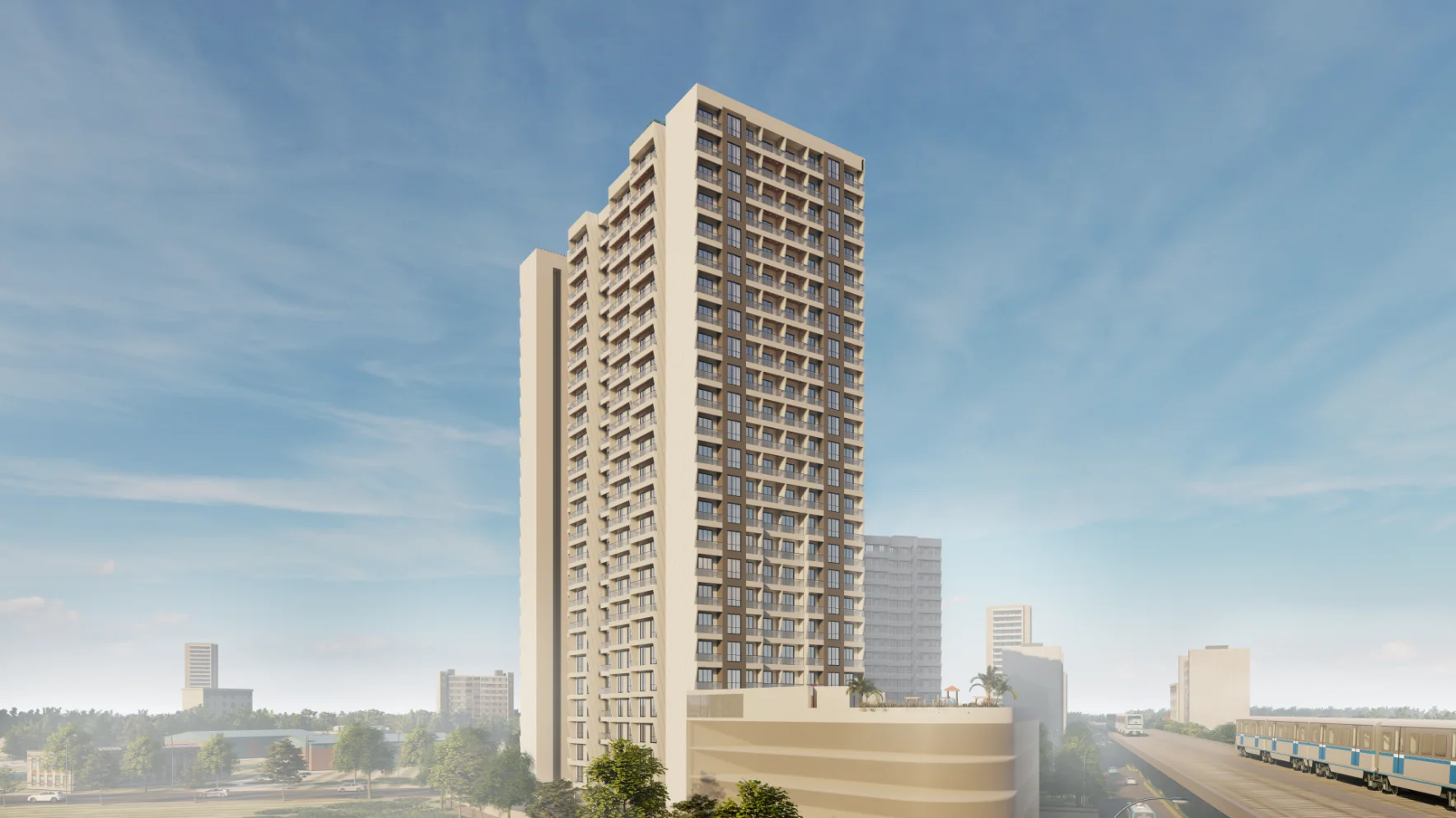 Siyara Fortune high rise twin towers elevation in Narpoli Bhiwandi by Shakti Group